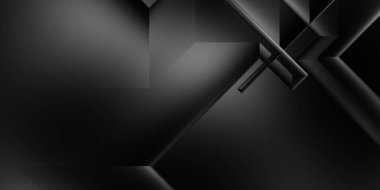 Siyah üç boyutlu geometrik arkaplan. Moda lüks minimalist tasarım. Geometrik şablon. Karanlık elementleri olan birinci sınıf soyut duvar kâğıdı. Poster, broşür, sunum, web sitesi için özel tasarım.