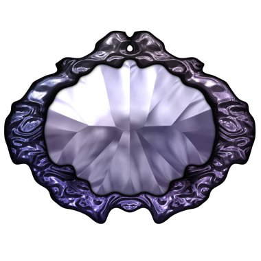 Beyaz arka planda izole bir mücevher. Mücevherli bir fantezi mücevherin 3 boyutlu görüntüsü. Masal elementi. Lüks grafik duvar kağıdı.