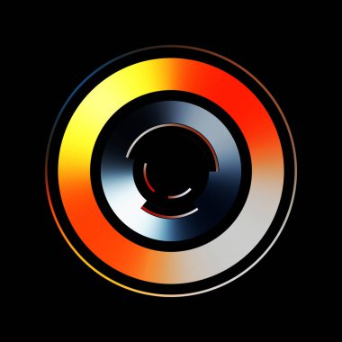 Gelecekçi hud arayüzü elementi. Soyut geometrik arkaplan. Dijital teknolojinin grafiksel çizimi siyah arkaplanda izole edildi..