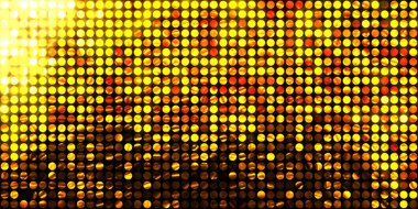 Parlayan ışıklar siyah arka planda parti izleri. Sahne veya stadyum ışıklarının dijital illüstrasyonu. Parlak desenli duvar kağıdı. Sahne ışıkları ile renkli ışıkların ihtişamlı arkaplanı.