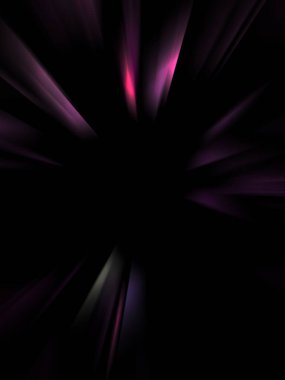 Siyah arkaplanda izole edilmiş dinamik ışık ışınları. Parlayan renkli ışık parçacıklarının grafiksel 2d çizimi.