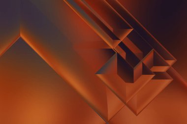 3 boyutlu illüstrasyon. Moda, basit geometrik renk gradyan arkaplan. Geometrik dinamik şekiller. Gölgeli teknoloji dijital şablonu ve gradyan arkaplanda ışıklar.  