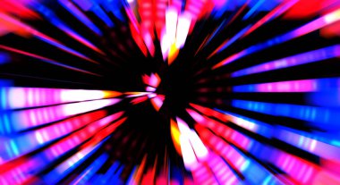 Siyah arkaplanda dönen ışık gösterisi. Lüks çizgiler. Parlak kıvrımlı duvar kağıdı. Uzay tüneli. Dönen ışık çemberi ya da maytap izi. Parlak konsept çizimi.