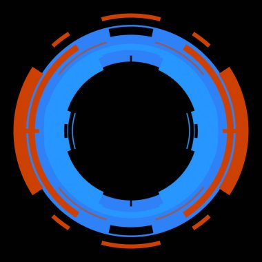 Fütürist dairesel gövde arayüzü elementi. Soyut çember geometrik arkaplan. Dijital teknolojinin grafiksel çizimi.