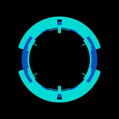 Fütürist dairesel gövde arayüzü elementi. Soyut çember geometrik arkaplan. Dijital teknolojinin grafiksel çizimi.