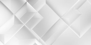 Beyaz 3d geometrik arka plan. Karanlık elementleri olan birinci sınıf soyut duvar kâğıdı. Poster, broşür, sunum ve web sitesi için özel tasarım. Moda lüks minimalist tasarım. Geometrik şablon. 
