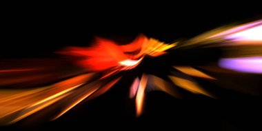 Güzel canlı renklerle enerji patlaması. Siyah arkaplanda izole edilmiş dinamik ışık ışınları. Parlayan renkli ışık parçacıklarının grafiksel 2D çizimi. Parlak tasarım şablonu.