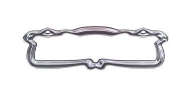 Üç boyutlu metalik illüstrasyon. Beyaz arka planda izole edilmiş fantezi çerçevesi. Davetiyeler, posterler, menü, hatıra defteri ve sunum için mükemmel. Metnin için şablon.