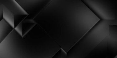 Siyah üç boyutlu geometrik arkaplan. Moda lüks minimalist tasarım. Geometrik şablon. Karanlık elementleri olan birinci sınıf soyut duvar kâğıdı. Poster, broşür, sunum, web sitesi için özel tasarım.