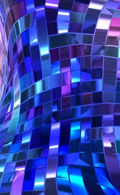 Metalik panel dokusunun 3 boyutlu çizimi. Renkli, parlak, soyut duvar kağıdı. Geometrik teknolojik parlak yansıtıcı arka plan. Yaratıcı parlak kavramsal arkaplan.