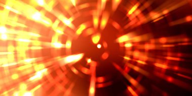 Parlayan ışıkları hareket ettirmenin havalı arka planı. Tasarımınız için canlı renkli bir portal şablonu. Işık ışınları ve hareket halindeki ışıldayan parçacıklar bir solucan deliği şekli oluşturuyor..