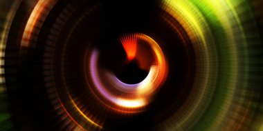 Parlayan neon ışıkları. Parlak sunum tasarım şablonu. Fotoğraf makinesi konsepti. Soyut arkaplan. Dönen ışık ışınları. Hareketli kavramsal duvar kağıdı. Grafik dijital illüstrasyon. 