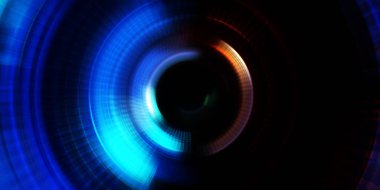 Parlayan neon ışıkları. Parlak sunum tasarım şablonu. Fotoğraf makinesi konsepti. Soyut arkaplan. Dönen ışık ışınları. Hareketli kavramsal duvar kağıdı. Grafik dijital illüstrasyon. 