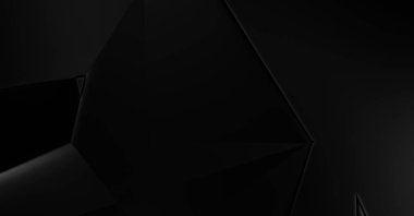 Lüks minimalist tasarım. Fütürist şablon. Karanlık elementleri olan birinci sınıf soyut duvar kâğıdı. Zarif bir zemin. Siyah üç boyutlu geometrik arkaplan. Poster, broşür, sunum için tasarım.