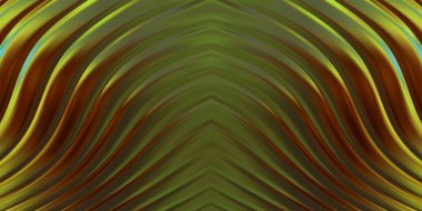 Renkli dalgalı yansıtıcı duvar kağıdının üç boyutlu çizimi. Duvar kağıdı, afiş, arkaplan, kart, kitap kapağı veya web sitesi için grafiksel illüstrasyon. Soyut parlak arkaplan.