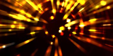 Parlayan ışıkları hareket ettirmenin havalı arka planı. Tasarımınız için canlı renkli bir portal şablonu. Işık ışınları ve hareket halindeki ışıldayan parçacıklar bir solucan deliği şekli oluşturuyor..