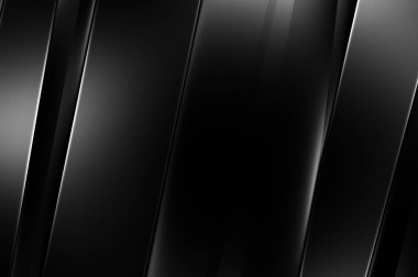 Geometrik katmanlı 3 boyutlu siyah arkaplan. Soyut koyu fütüristik duvar kağıdı. Zarif, parlak çizgili arka plan. Poster, broşür, sunum ve web sitesi için geometrik şablon tasarımı.