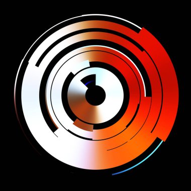 Gelecekçi hud arayüzü elementi. Soyut geometrik arkaplan. Dijital teknolojinin grafiksel çizimi siyah arkaplanda izole edildi..