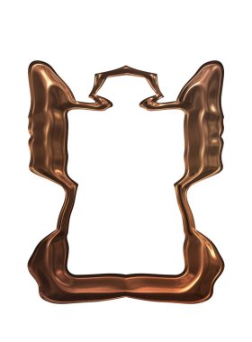 Üç boyutlu metalik illüstrasyon. Beyaz arka planda izole edilmiş fantezi çerçevesi. Davetiyeler, posterler, menü, hatıra defteri ve sunum için mükemmel. Metnin için şablon.