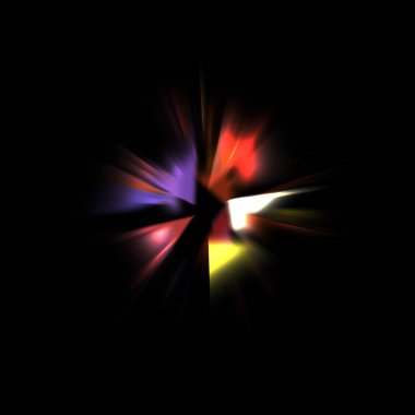 Işık huzmeleri ve parlayan parçacıkların kesiştiği güzel bir zemin. Canlı renkli ışıkların duvar kâğıdı. Parlak ışık görüntüsü.