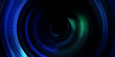 Fotoğraf makinesi konsepti. Soyut arkaplan. Dönen ışık ışınları. Hareketli kavramsal duvar kağıdı. Grafik dijital illüstrasyon. Parlayan neon ışıkları. Parlak sunum tasarım şablonu.