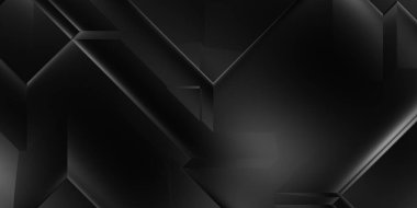 Siyah üç boyutlu geometrik arkaplan. Moda lüks minimalist tasarım. Geometrik şablon. Karanlık elementleri olan birinci sınıf soyut duvar kâğıdı. Poster, broşür, sunum, web sitesi için özel tasarım.
