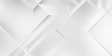Beyaz 3d geometrik arka plan. Karanlık elementleri olan birinci sınıf soyut duvar kâğıdı. Poster, broşür, sunum ve web sitesi için özel tasarım. Moda lüks minimalist tasarım. Geometrik şablon. 