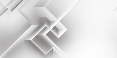 Beyaz 3d geometrik arka plan. Karanlık elementleri olan birinci sınıf soyut duvar kâğıdı. Poster, broşür, sunum ve web sitesi için özel tasarım. Moda lüks minimalist tasarım. Geometrik şablon. 