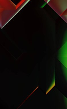 Geometrik dinamik şekiller. Gölgeli teknoloji dijital şablonu ve gradyan arka planda ışıklar. Modern basit geometrik renk gradyanı soyut arkaplan. 3B illüstrasyon. 