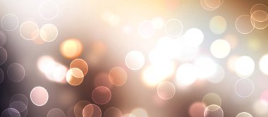 Kavramsal ışıklar duvar kağıdı. Güzel soyut çok renkli bokeh çemberleri parçacıklarla çevrili. Metninizi veya başlığınızı göstermek için boşluk ile odaklanmış olmayan canlı illüstrasyon. 