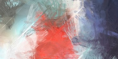 Soyut arkaplanda pürüzlü fırça darbeleri. Fırça boyası. Renkli boya darbeleri. Eşsiz duvar sanatı. Tuvaldeki modern sanat. Renkli çağdaş sanat eserleri.