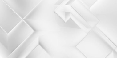 Beyaz 3d geometrik arka plan. Karanlık elementleri olan birinci sınıf soyut duvar kâğıdı. Poster, broşür, sunum ve web sitesi için özel tasarım. Moda lüks minimalist tasarım. Geometrik şablon. 