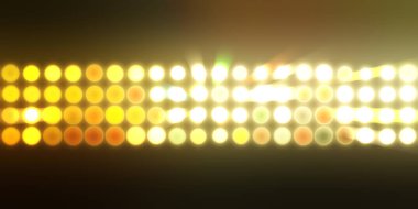 Parlak desenli duvar kağıdı. Sahne ışıkları olan renkli ışıkların ihtişamlı arkaplanı. Parlayan ışıklar siyah arka planda parti izleri. Sahne veya stadyum ışıklarının dijital illüstrasyonu. 