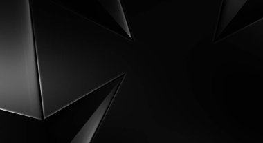 Lüks minimalist tasarım. Fütürist şablon. Karanlık elementleri olan birinci sınıf soyut duvar kâğıdı. Zarif bir zemin. Siyah üç boyutlu geometrik arkaplan. Poster, broşür, sunum için tasarım.