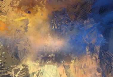 Soyut arkaplanda pürüzlü fırça darbeleri. Fırça boyası. Renkli boya darbeleri. Eşsiz duvar sanatı. Tuvaldeki modern sanat. Renkli çağdaş sanat eserleri.