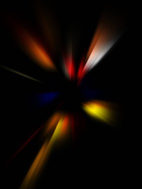 Parlayan ışıkları hareket ettirmenin havalı arka planı. Tasarımınız için canlı renkli bir portal şablonu. Işık ışınları ve hareket halindeki ışıldayan parçacıklar bir solucan deliği şekli oluşturuyor..