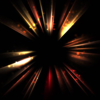 Işık huzmeleri ve parlayan parçacıkların kesiştiği güzel bir zemin. Canlı renkli ışıkların duvar kâğıdı. Parlak ışık görüntüsü.