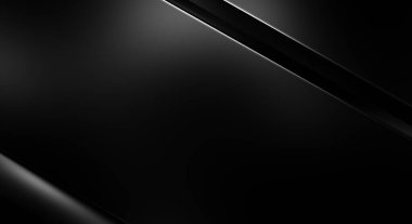 Geometrik katmanlı 3 boyutlu siyah arkaplan. Soyut koyu fütüristik duvar kağıdı. Zarif, parlak çizgili arka plan. Poster, broşür, sunum ve web sitesi için geometrik şablon tasarımı.