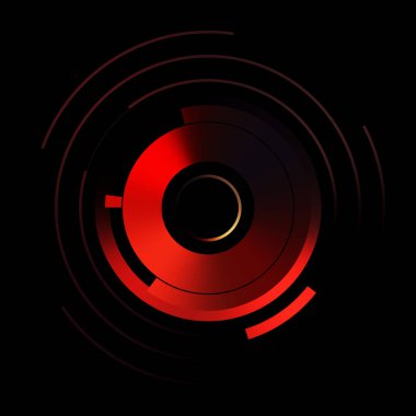 Gelecekçi hud arayüzü elementi. Soyut geometrik arkaplan. Dijital teknolojinin grafiksel çizimi siyah arkaplanda izole edildi..