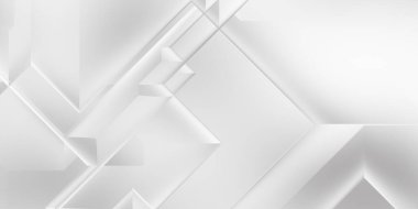 Beyaz 3d geometrik arka plan. Karanlık elementleri olan birinci sınıf soyut duvar kâğıdı. Poster, broşür, sunum ve web sitesi için özel tasarım. Moda lüks minimalist tasarım. Geometrik şablon. 