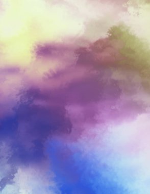 Modern fırça darbeleri. Poster, duvar sanatı, afiş, kart, kitap kapağı veya ambalaj için rahatlatıcı kompozisyonun yumuşak renkli çizimi. Pastel renklerle suluboya. 