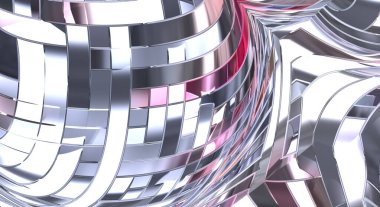Metalik panel dokusunun 3 boyutlu çizimi. Renkli, parlak, soyut duvar kağıdı. Geometrik teknolojik parlak yansıtıcı arka plan. Yaratıcı parlak kavramsal arkaplan.