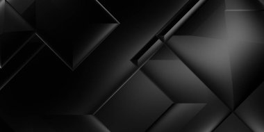 Siyah üç boyutlu geometrik arkaplan. Moda lüks minimalist tasarım. Geometrik şablon. Karanlık elementleri olan birinci sınıf soyut duvar kâğıdı. Poster, broşür, sunum, web sitesi için özel tasarım.