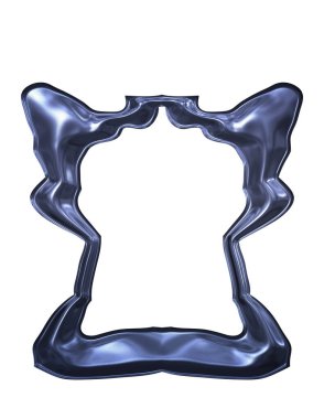 Üç boyutlu metalik illüstrasyon. Beyaz arka planda izole edilmiş fantezi çerçevesi. Davetiyeler, posterler, menü, hatıra defteri ve sunum için mükemmel. Metnin için şablon.