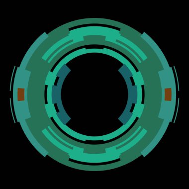 Fütürist dairesel gövde arayüzü elementi. Soyut çember geometrik arkaplan. Dijital teknolojinin grafiksel çizimi.