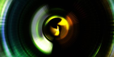 Parlayan neon ışıkları. Parlak sunum tasarım şablonu. Fotoğraf makinesi konsepti. Soyut arkaplan. Dönen ışık ışınları. Hareketli kavramsal duvar kağıdı. Grafik dijital illüstrasyon. 