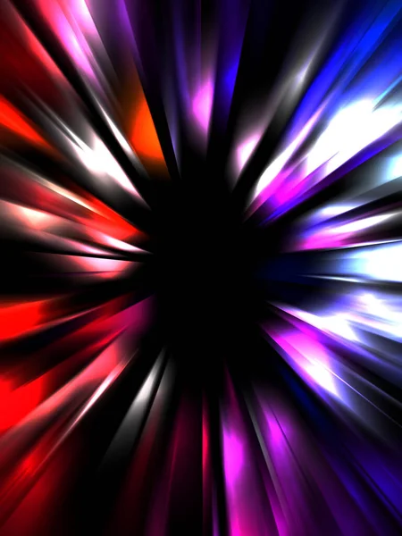 Dynamiczne Promienie Światła Odizolowane Czarnym Tle Graficzna Ilustracja Świecących Kolorowych — Zdjęcie stockowe