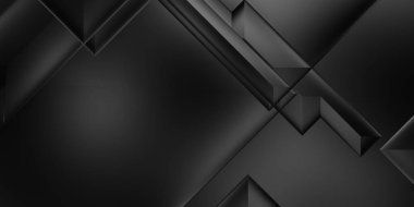 Siyah üç boyutlu geometrik arkaplan. Moda lüks minimalist tasarım. Geometrik şablon. Karanlık elementleri olan birinci sınıf soyut duvar kâğıdı. Poster, broşür, sunum, web sitesi için özel tasarım.