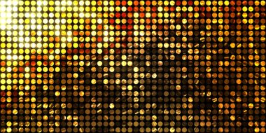 Parlayan ışıklar siyah arka planda parti izleri. Sahne veya stadyum ışıklarının dijital illüstrasyonu. Parlak desenli duvar kağıdı. Sahne ışıkları ile renkli ışıkların ihtişamlı arkaplanı.