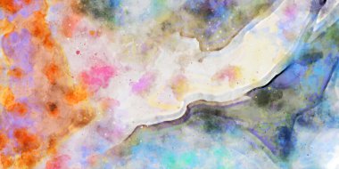 Kova desenli illüstrasyon. Çağdaş ve modern doku. Soyut renk boyama arka planı. Yaratıcı ve sanatsal duvar kağıdı. Fırçalanmış şekilleri ve lekeleri olan sanatsal duvar..